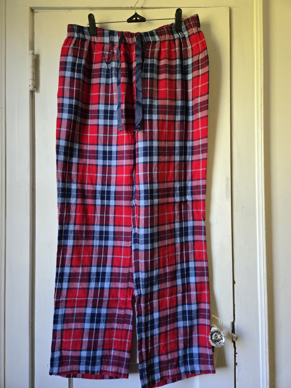 Lands' End Women's Red Plaid Drawstring Lounge Pants Medium